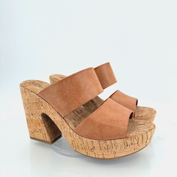 Korks Kork Ease Dexi Sandals Platform Brown Vegan Strappy Chunky Heel Size 11 - Picture 1 of 14